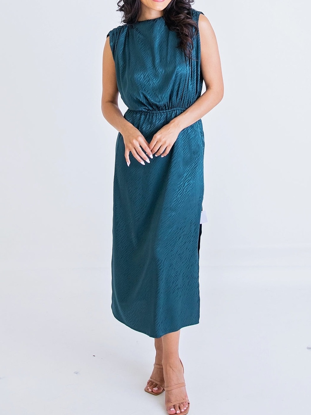 Karlie Satin Forest Midi Dress Size Small